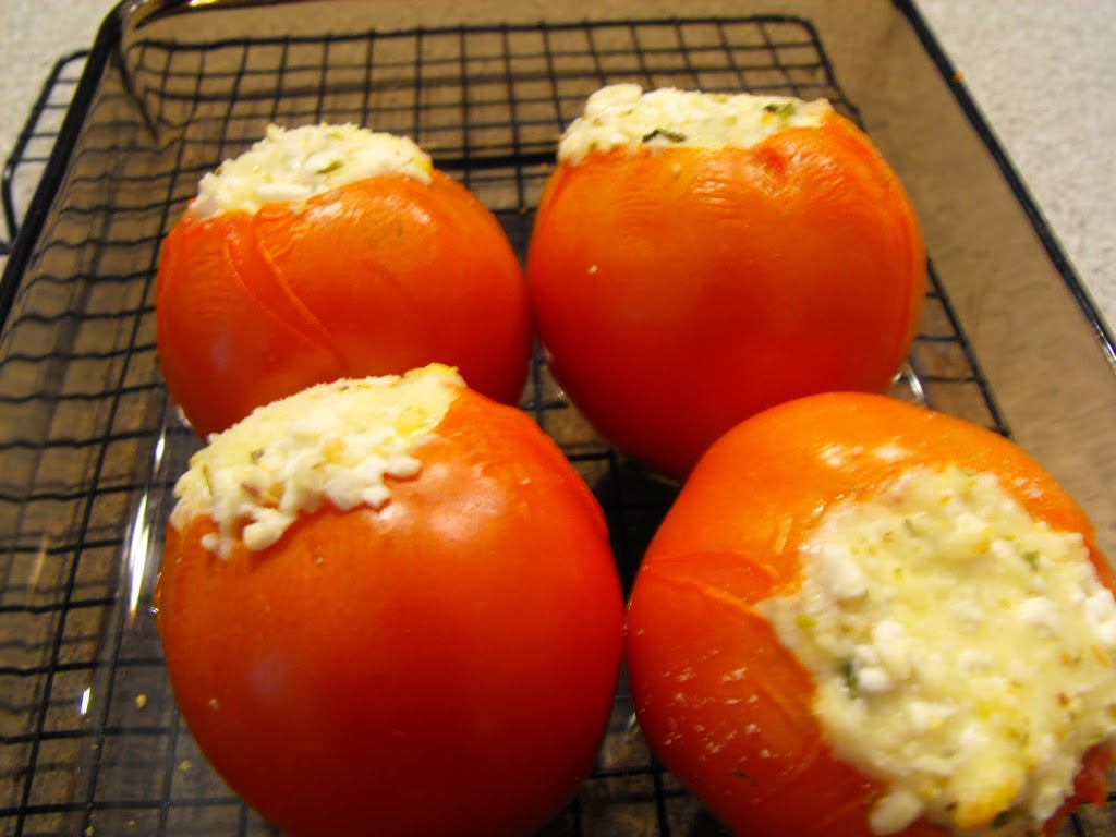 Three Cheese Stuffed Baked Tomatoes