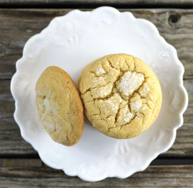 Looking down at a stack of sugar cookies