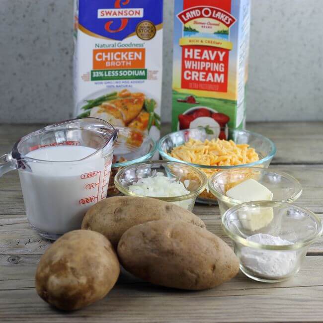 Ingredients for loaded baked potato soup.