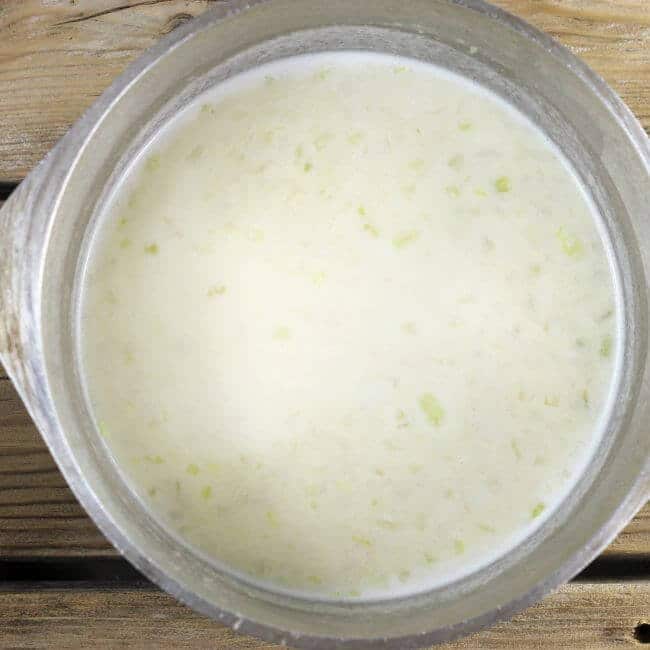 White sauce in a Dutch oven for soup