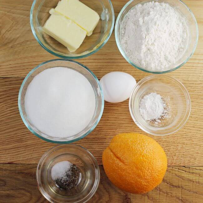 Ingredients to make orange cookies.
