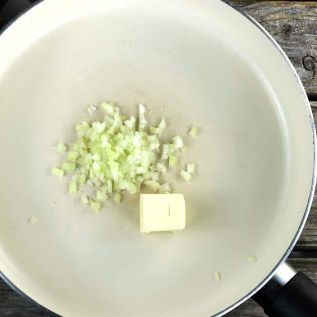 Onion and butter in a skillet.