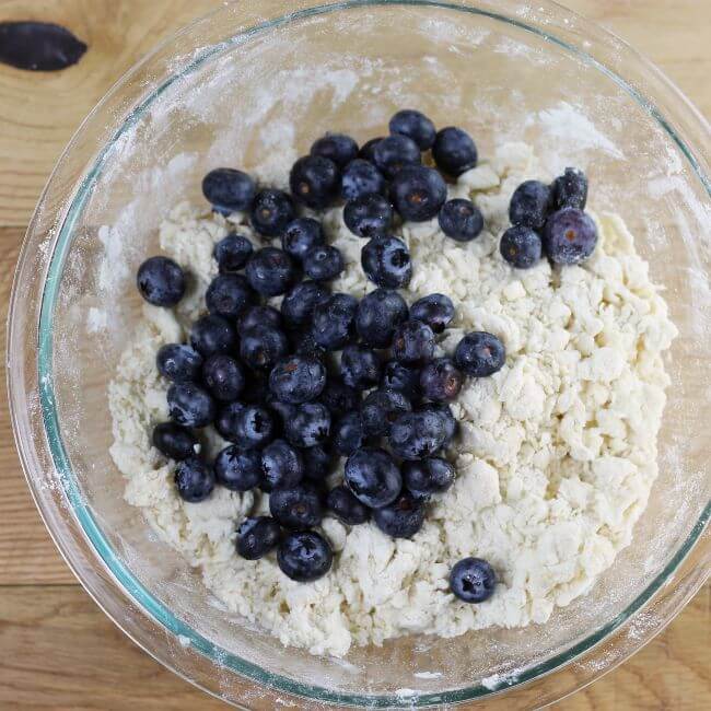 Blueberries are added to the scone dough.