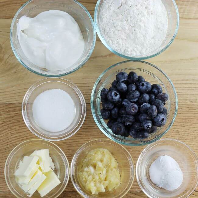 Ingredients for blueberry scones.