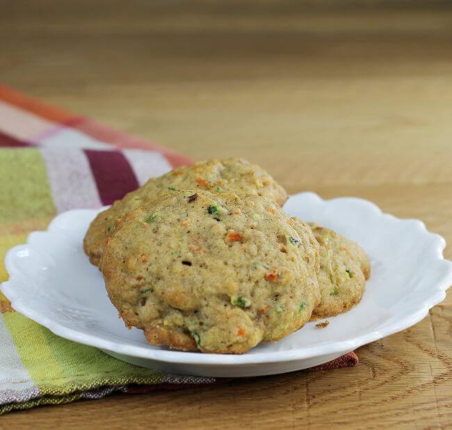 Looking at a side angle view of zucchini carrot cookies.