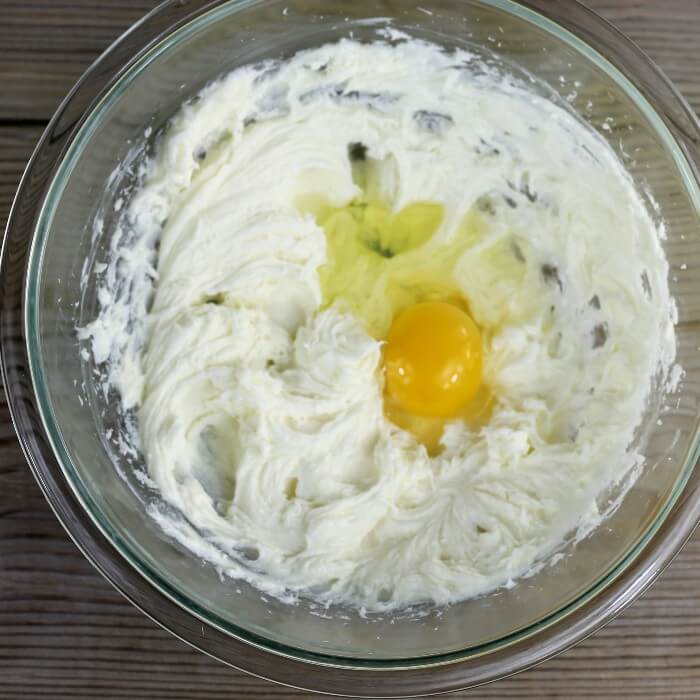 Add and egg to the cream cheese mixture.