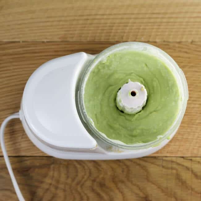 Avocado mayo in a mini food processor.