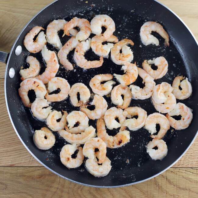 Skille with sauteed shrimp.