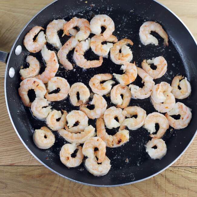 Skille with sauteed shrimp.