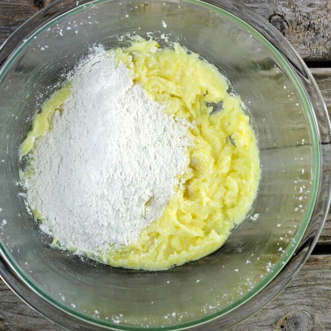 Flour is added to the batter.