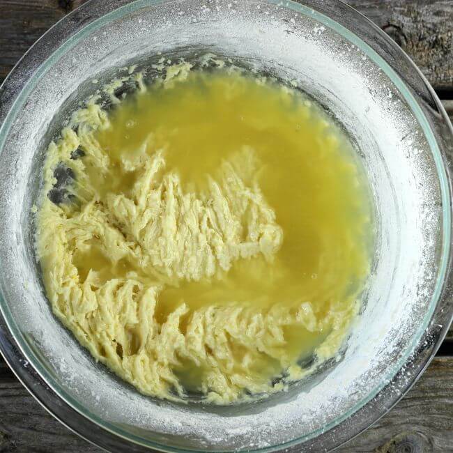Lemon juice is added to the batter.