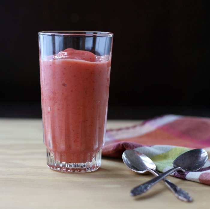 strawberry mango banana and orange smoothie