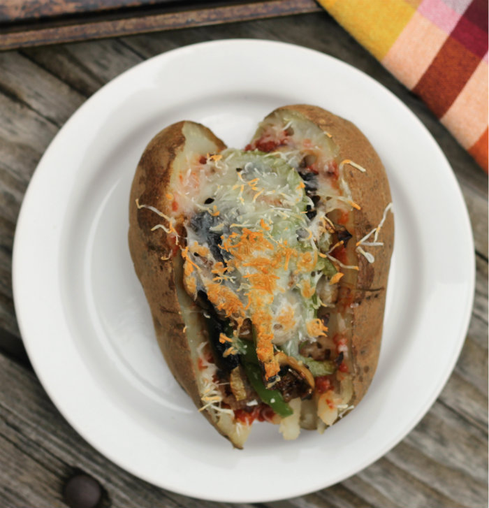 Pizza stuffed baked potato