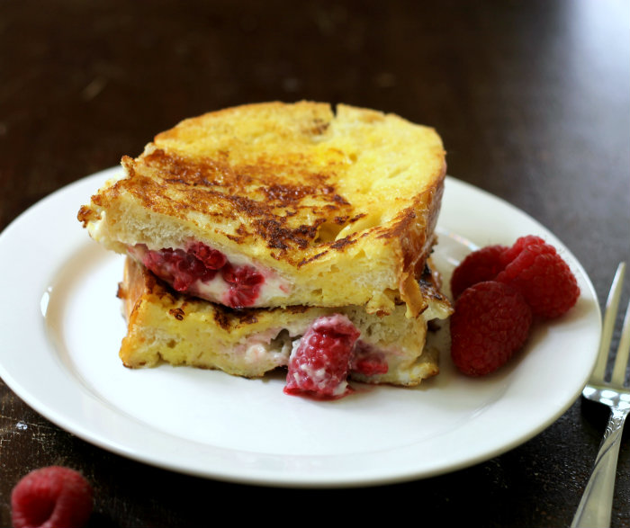 Raspberry Cream cheese stuffed French Toast