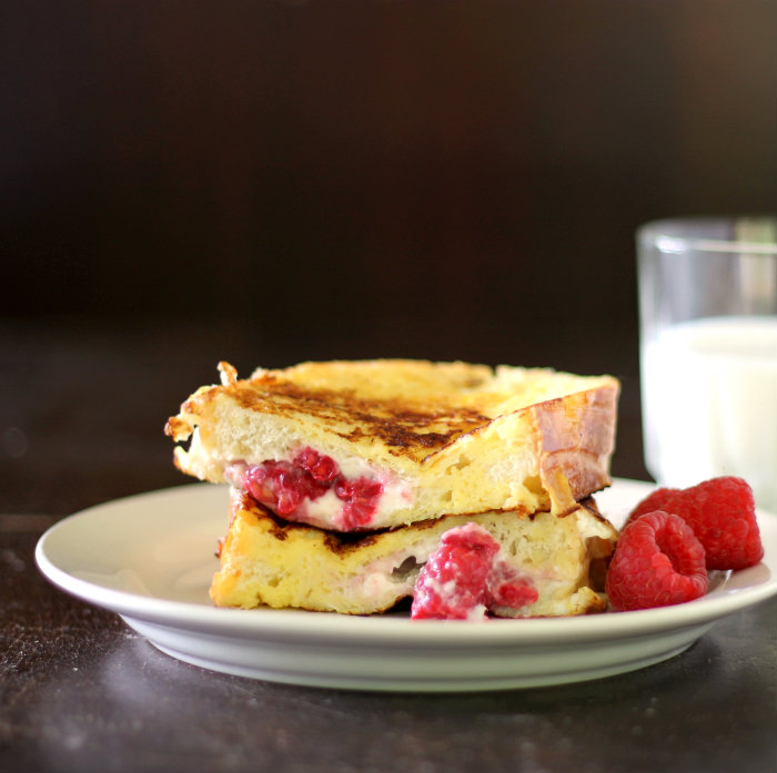 Raspberry Cream cheese stuffed French Toast