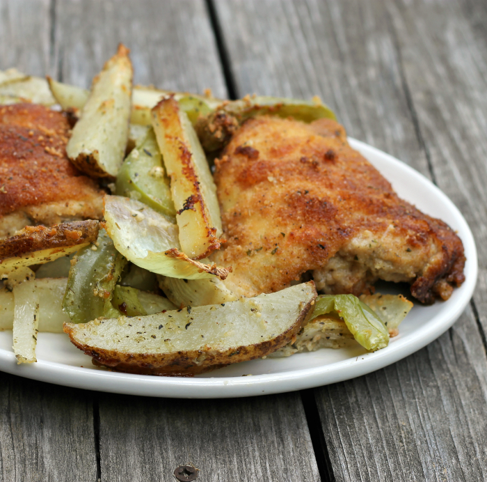 Baked Parmesan chicken and vegetables