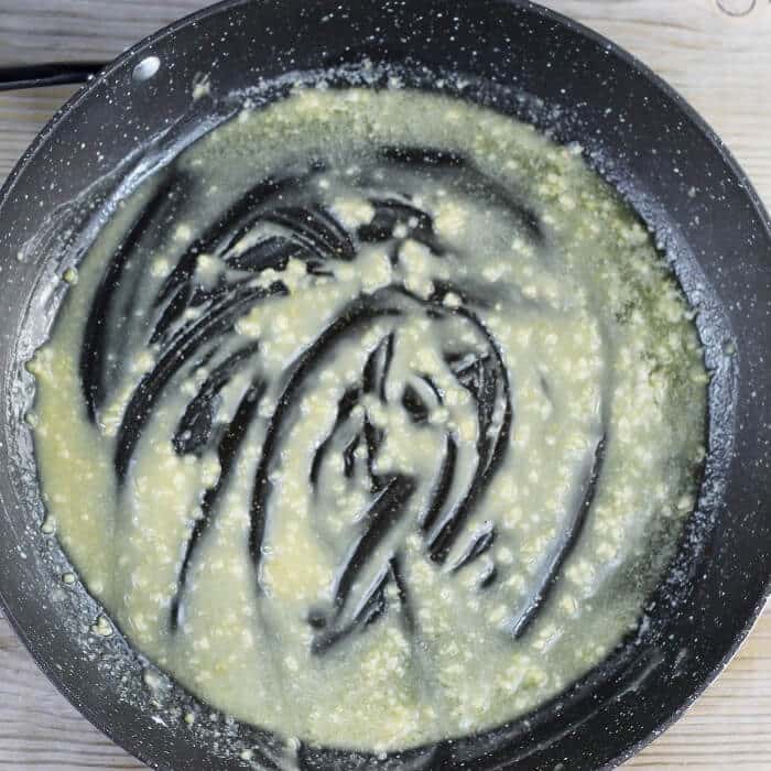 The flour and butter are combined together to make roux.