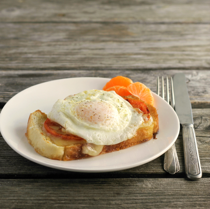 Open Face Cheese Tomato Egg Sandwich