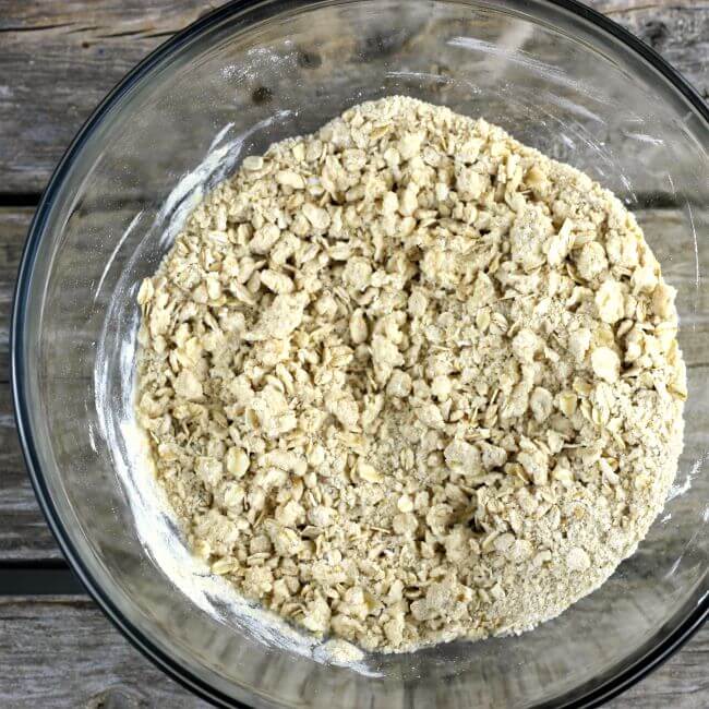 Crumble in a glass bowl.