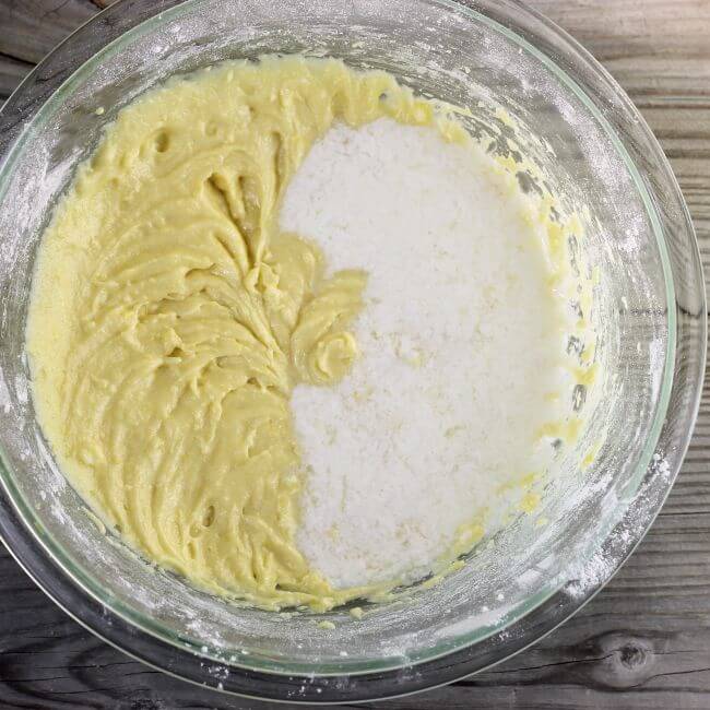 Lemon juice and milk are added to the cake batter.