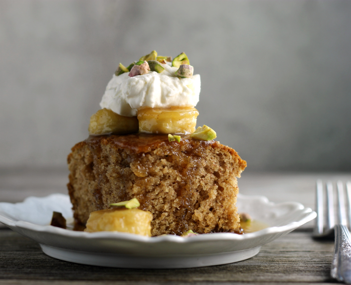 Caramelized Banana Topped Spice Cake