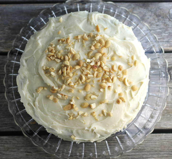 Apple Peanut Cake with Caramel Cream Cheese Frosting