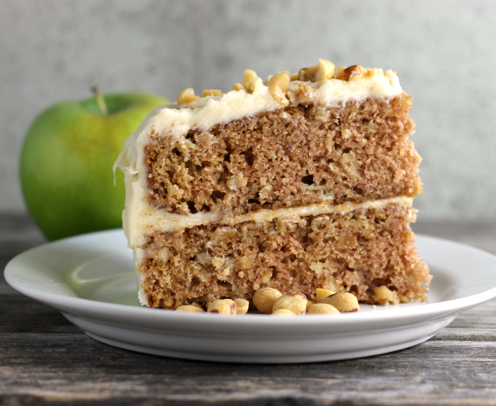 Apple Peanut Cake with Caramel Cream Cheese Frosting