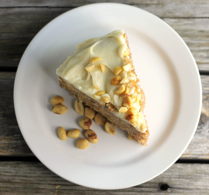 Apple Peanut Cake with Caramel Cream Cheese Frosting