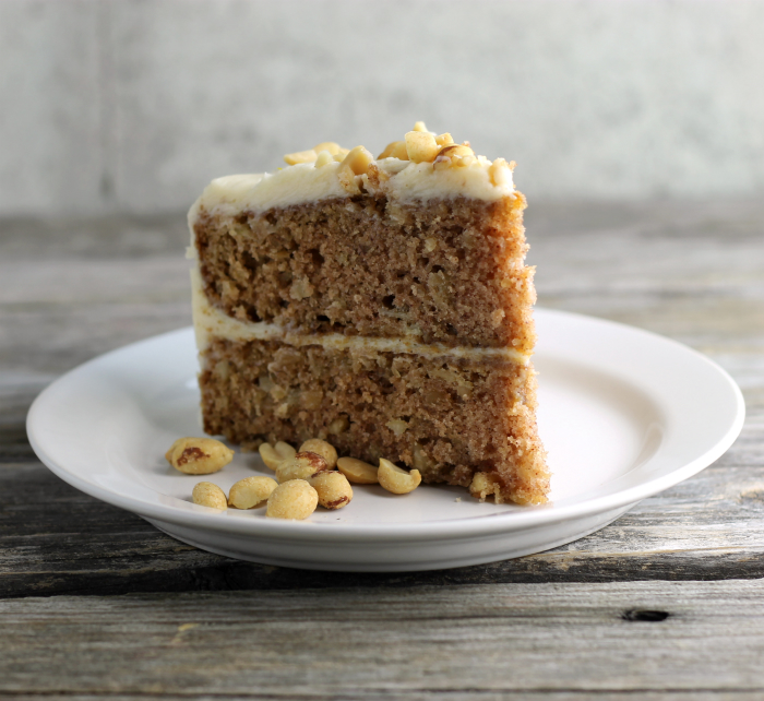 Apple Peanut Cake with Caramel Cream Cheese Frosting