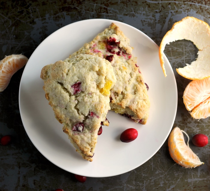 A moist tender cranberry orange cream cheese scone