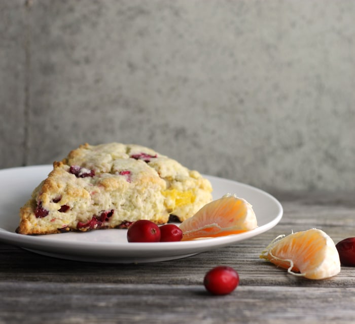 Moist tender cranberry cream cheese scone