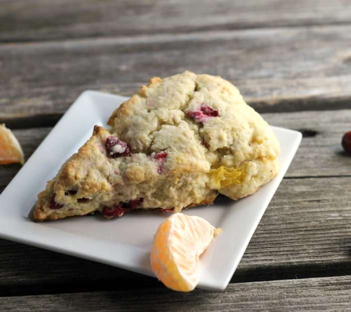 A moist tender cranberry orange cream cheese scone