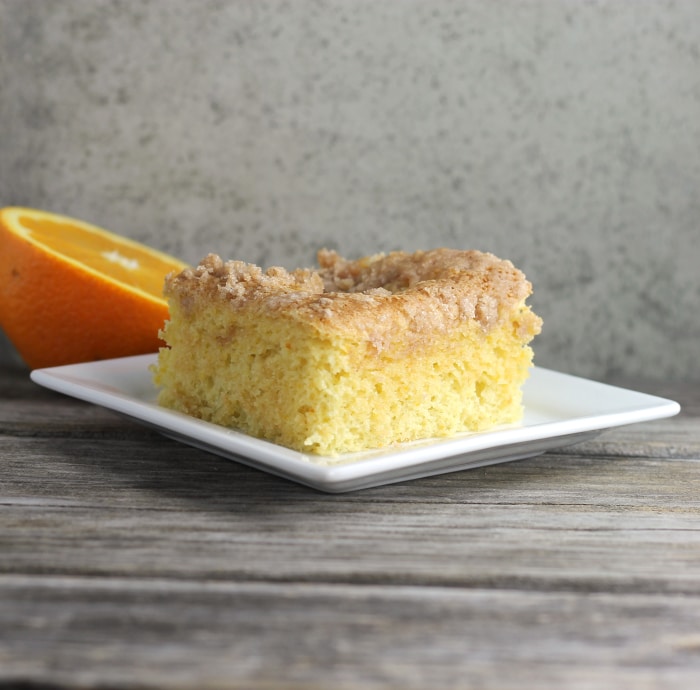 Orange Cream Cheese Coffee Cake made with oranges and a cinnamon crumble