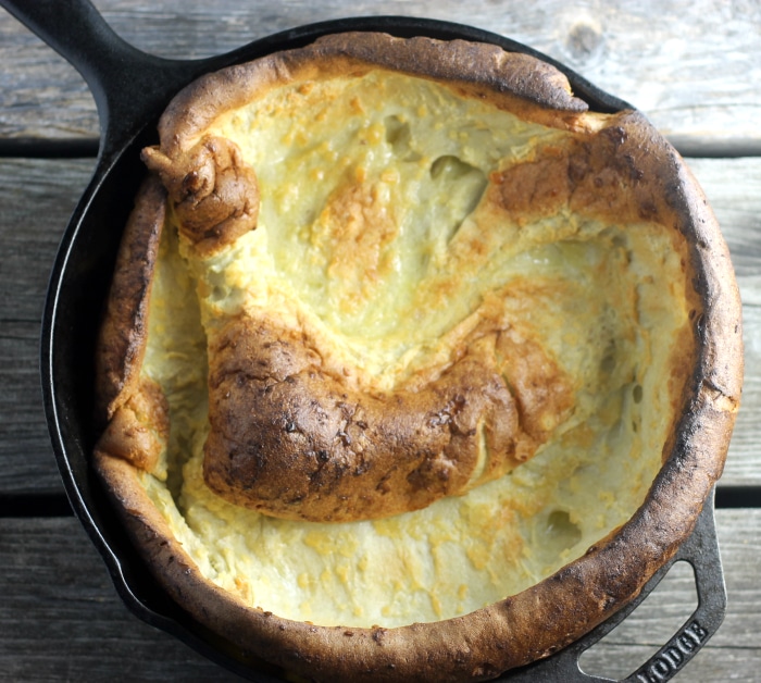 Easy to make Dutch Baby Pancakes with Caramelized Pears. Perfect for Brunch.