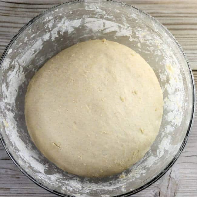 A bowl is ready to form into rolls.