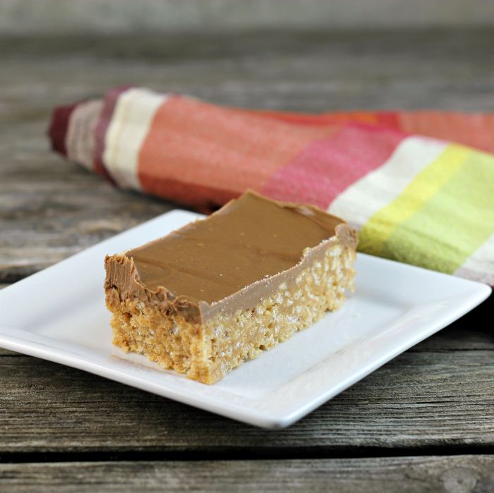 Peanut butter Rice Krispie treats, there is no baking involved, which makes them perfect for summer.