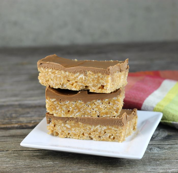 Peanut butter Rice Krispie treats, there is no baking involved, which makes them perfect for summer.