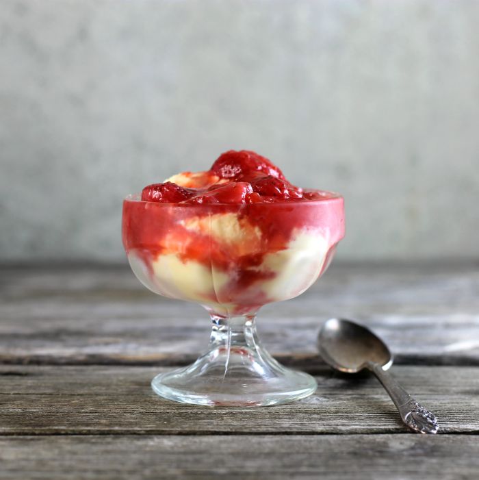 Strawberry rhubarb sauce is a sweet and tart sauce that makes the perfect topping for ice cream, pancakes, angel food cake, and the list can go on and on.