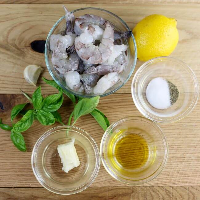Ingredients for Lemon Basil Shrimp.