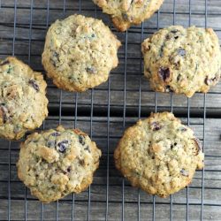 Zucchini cranberry oatmeal cookies are cakey cookies that are filled with zucchini, dried cranberries, pecans, and oatmeal.