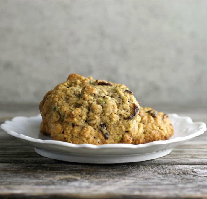 Zucchini cranberry oatmeal cookies are cakey cookies that are filled with zucchini, dried cranberries, pecans, and oatmeal.