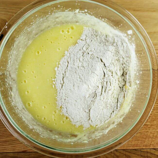 Add the flour mixture to the batter.