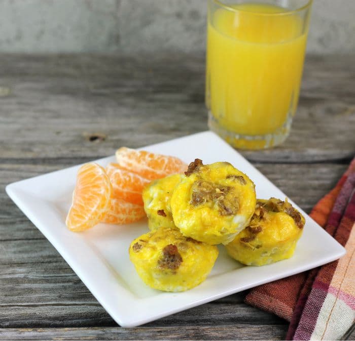 Mini Breakfast Casserole Muffins made with hashbrowns, eggs, breakfast sausage, and cheddar cheese little bites for breakfast.