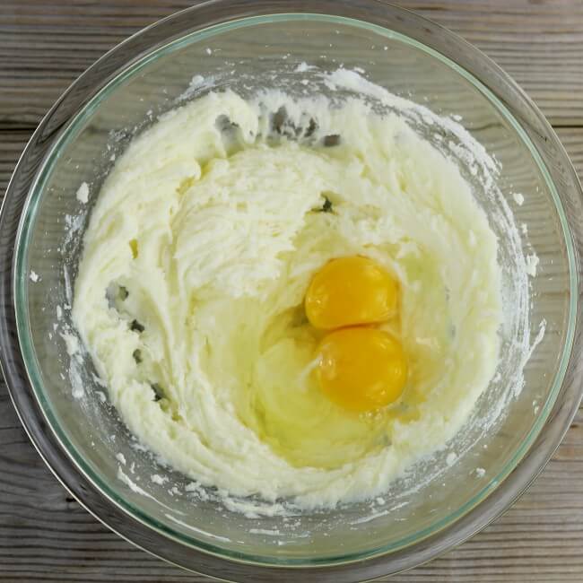 Eggs are added to the batter.