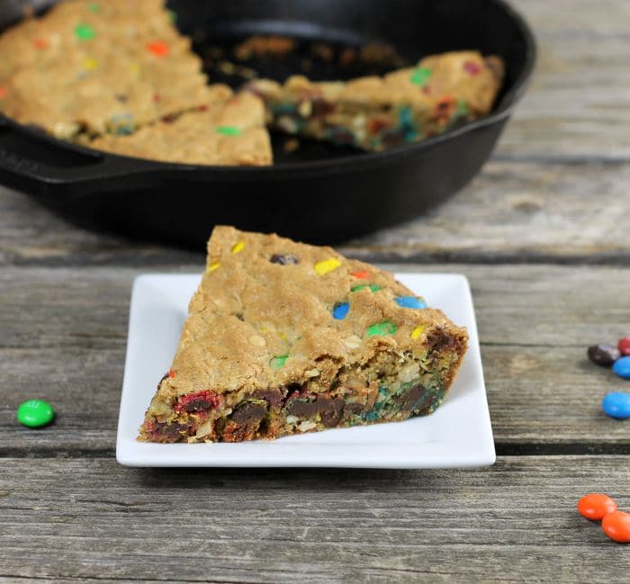 Oatmeal M&M Skillet Cookie