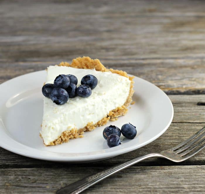 Lemon Cream Cheese Pie with blueberries