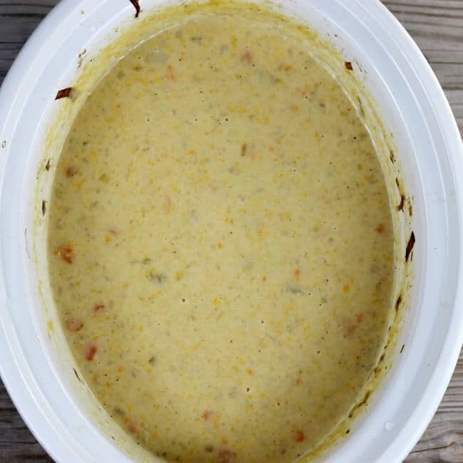Cream soup in a slow cooker.