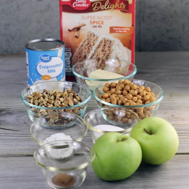Ingredients for apple bars.