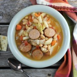 White Bean, Cabbage, and Andouille Soup