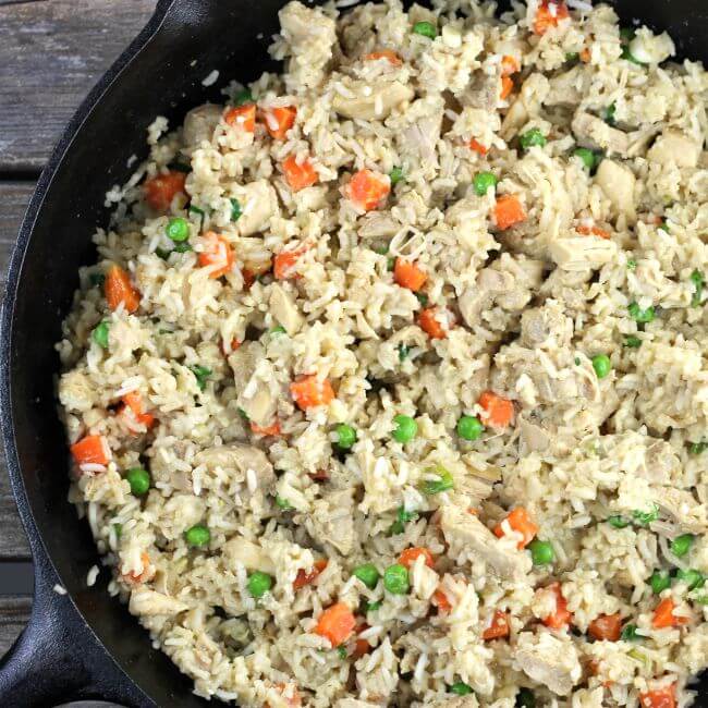 The completed fried rice is ready to serve.